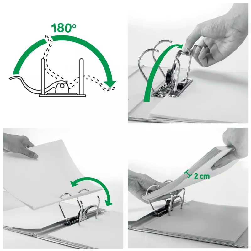 Leitz Lever Arch File Active PP WOW A4/80mm, A4, D-gredzens, Uzglabāšana, Poliputeklis, Melns, 500 lapas