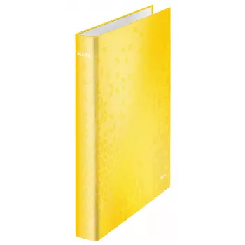 Leitz WOW Laminēts A4+ 2DR/25mm mape ar gredzeniem, D-gredzeni, kartons, dzeltena, 250 lapas, 80 g/m²