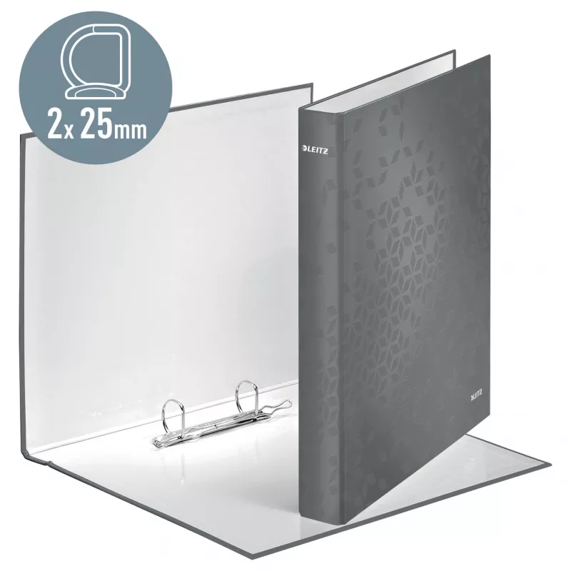 Leitz WOW Laminēts A4+ 2DR/25mm mape ar gredzeniem, D-gredzeni, kartons, dzeltena, 250 lapas, 80 g/m²