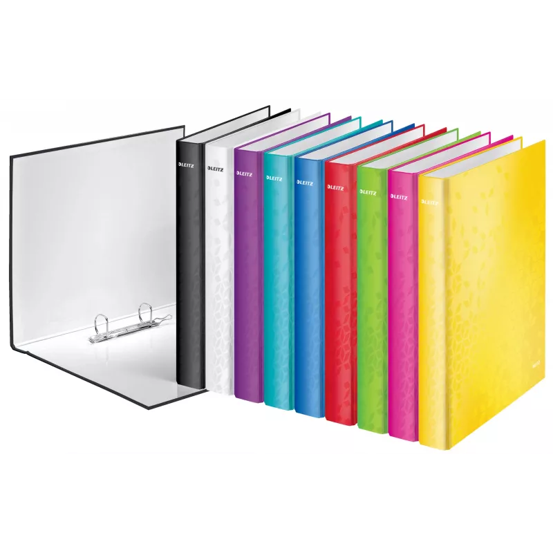 Leitz WOW Laminēts A4+ 2DR/25mm mape ar gredzeniem, D-gredzeni, kartons, dzeltena, 250 lapas, 80 g/m²