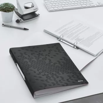 Leitz Ringbinder WOW PP A4 2RR/25mm, A4, apaļie gredzeni, polipropilēns (PP), melns, 190 lapas, 80 g/m²