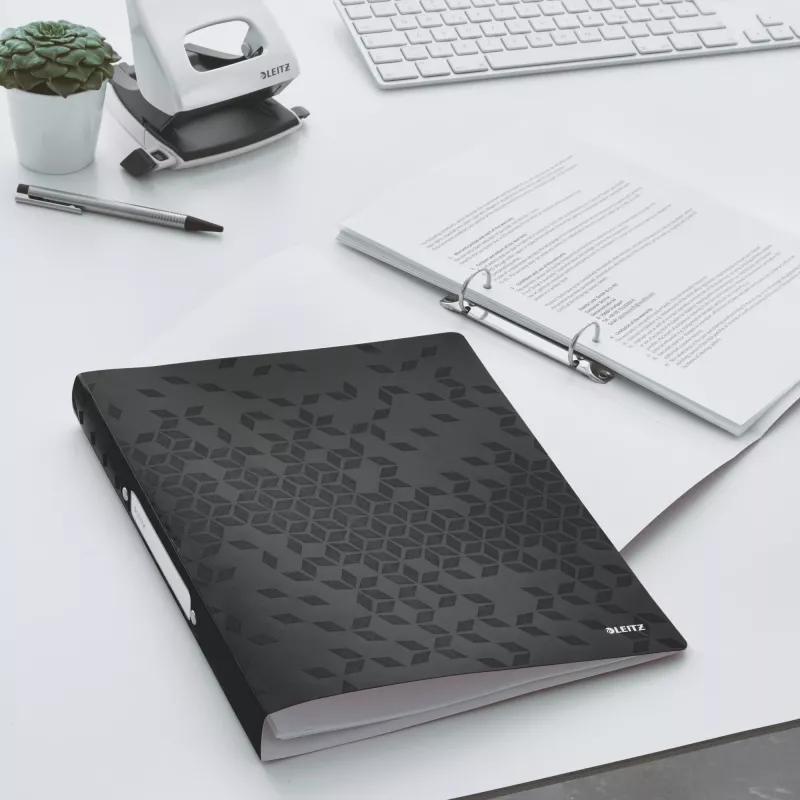 Leitz Ringbinder WOW PP A4 2RR/25mm, A4, apaļie gredzeni, polipropilēns (PP), melns, 190 lapas, 80 g/m²