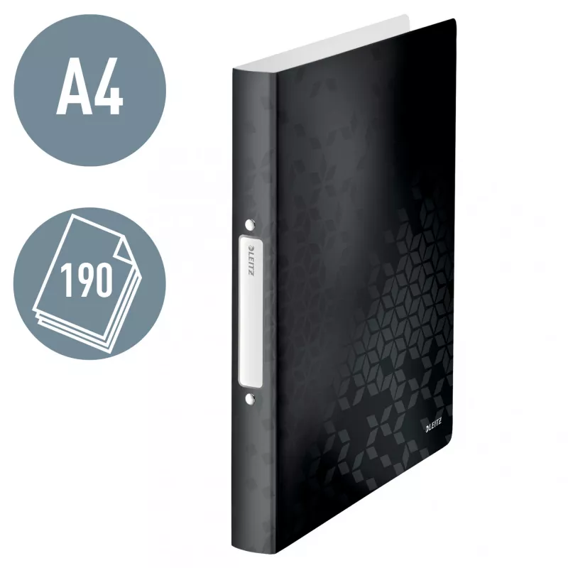 Leitz Ringbinder WOW PP A4 2RR/25mm, A4, apaļie gredzeni, polipropilēns (PP), melns, 190 lapas, 80 g/m²