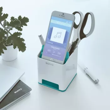 Leitz Sound Pen Holder WOW Zils, Balts