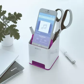 Leitz Sound Pen Holder WOW, Violeta, Polistirols (PS), 90 mm, 101 mm, 100 mm, 140 g
