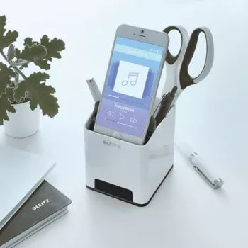Leitz Sound Pen Holder WOW, Melns, Balts, Polistirols, 90 mm, 101 mm, 100 mm, 140 g