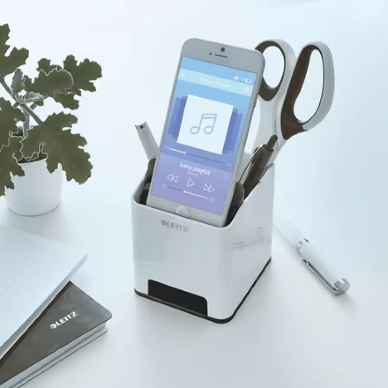 Leitz Sound Pen Holder WOW, Melns, Balts, Polistirols, 90 mm, 101 mm, 100 mm, 140 g
