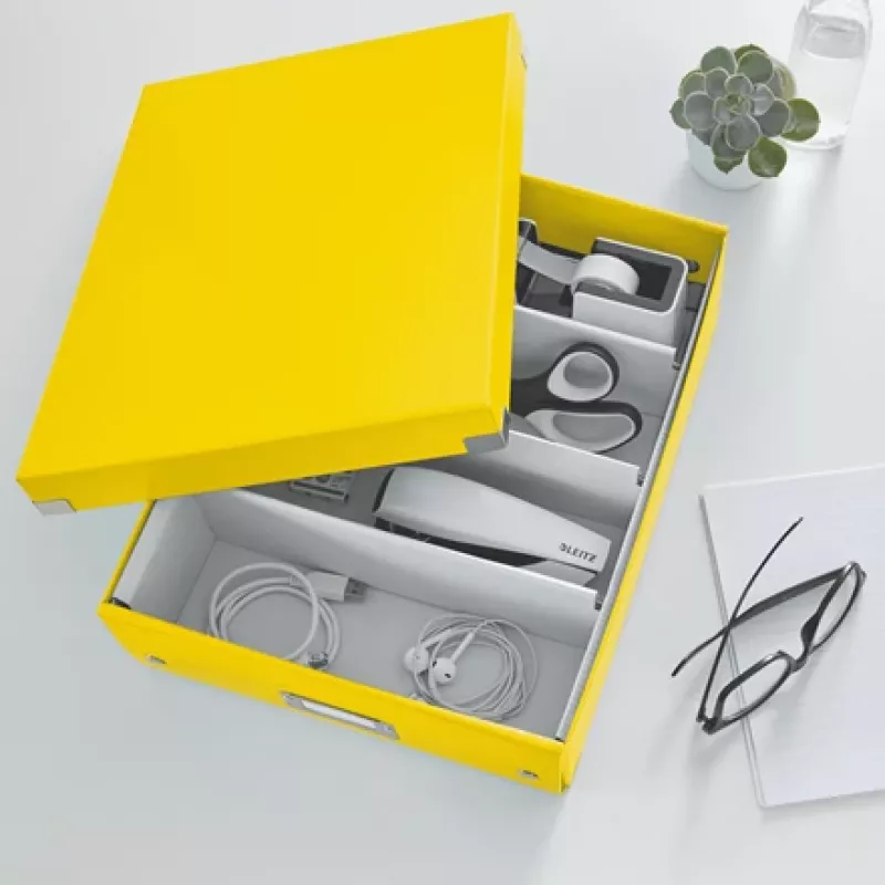 Leitz Click & Store WOW Medium Organiser Box, Uzglabāšanas kaste, Dzeltena, Taisnstūra, Kartons, Vienkrāsaina, Iekštelpām