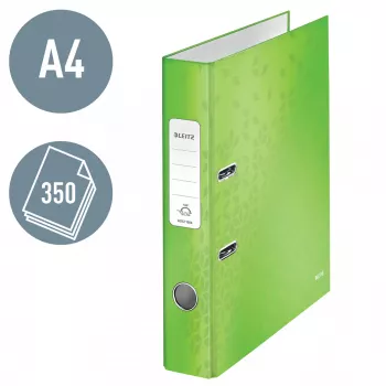 Leitz Lever Arch File 180° WOW POB/Laminēts A4/50mm, A4, D-gredzens, Kartons, Zaļš, 350 lapas, 285 mm