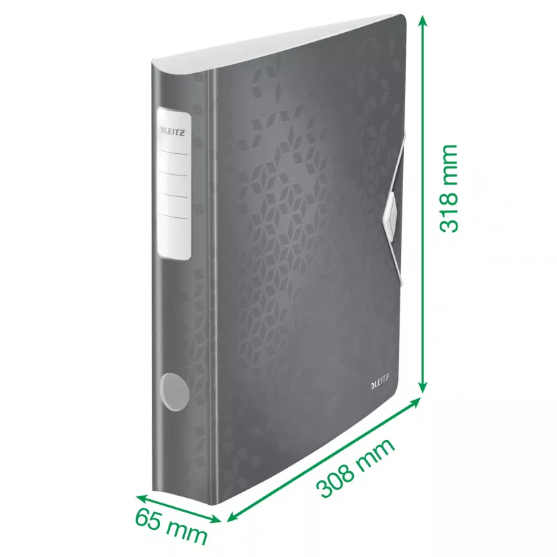 Leitz Lever Arch File Active PP WOW A4/65mm, A4, D-gredzens, Uzglabāšana, Poliputeklis, Zaļš, 350 lapas
