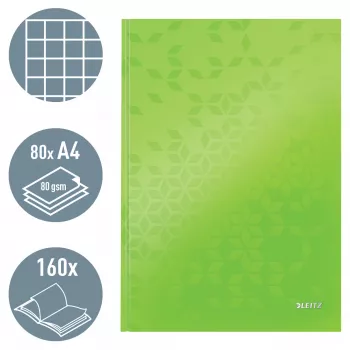 Leitz Notebook WOW A4 līniju burtnīca ar cietajiem vākiem 90g/80lpp, Raksts, Zaļa