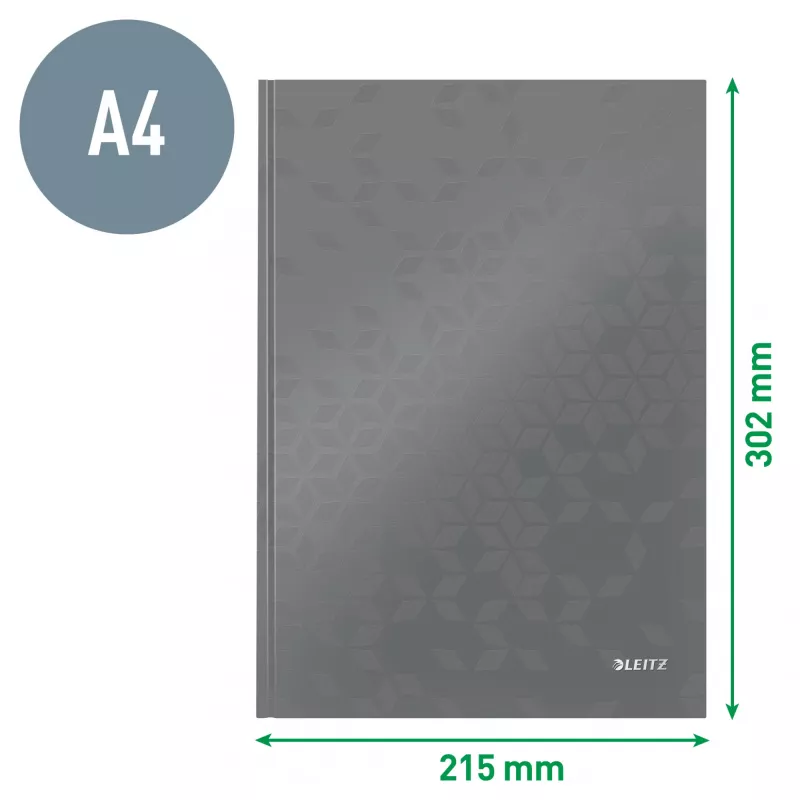 Leitz Notebook WOW A4 līniju burtnīca ar cietajiem vākiem 90g/80lpp, Raksts, Zaļa