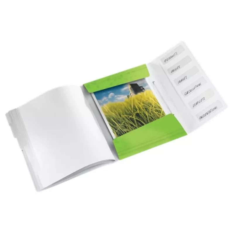 Leitz Divider Book WOW PP 6 starpiņas, parastā mapīte, A4, polipropilēns (PP), zaļa, spīdīga, 200 lapām