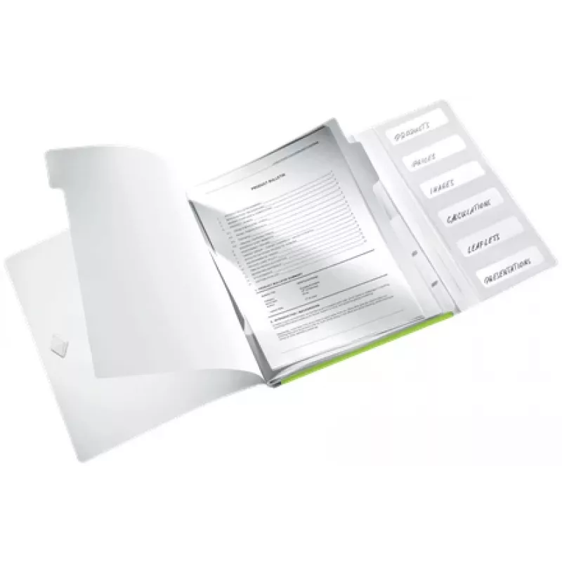 Leitz Divider Book WOW PP 6 starpiņas, parastā mapīte, A4, polipropilēns (PP), zaļa, spīdīga, 200 lapām