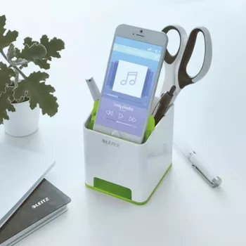 Leitz Sound Pen Holder WOW pildspalvu turētājs, zaļš, balts, polistirols (PS), 90 mm, 100 mm, 101 mm, 140 g