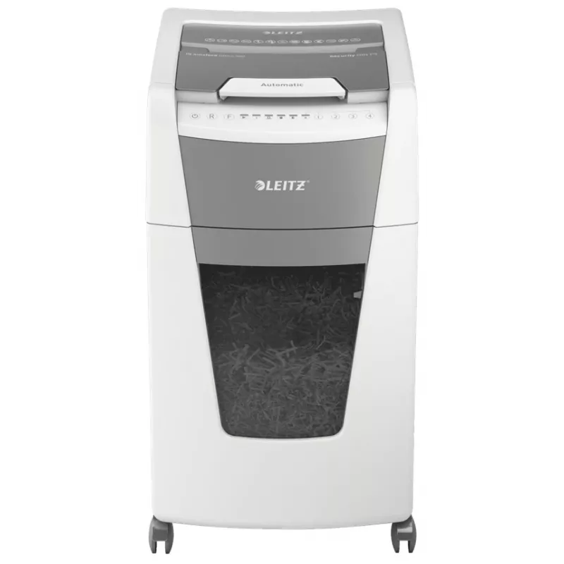Leitz IQ Autofeed Office 300 automātiskais papīra smalcinātājs P5, mikrošķiedras griešana, 22 cm, 2 x 15 mm, 60 L, 700 loksnes, 55 dB
