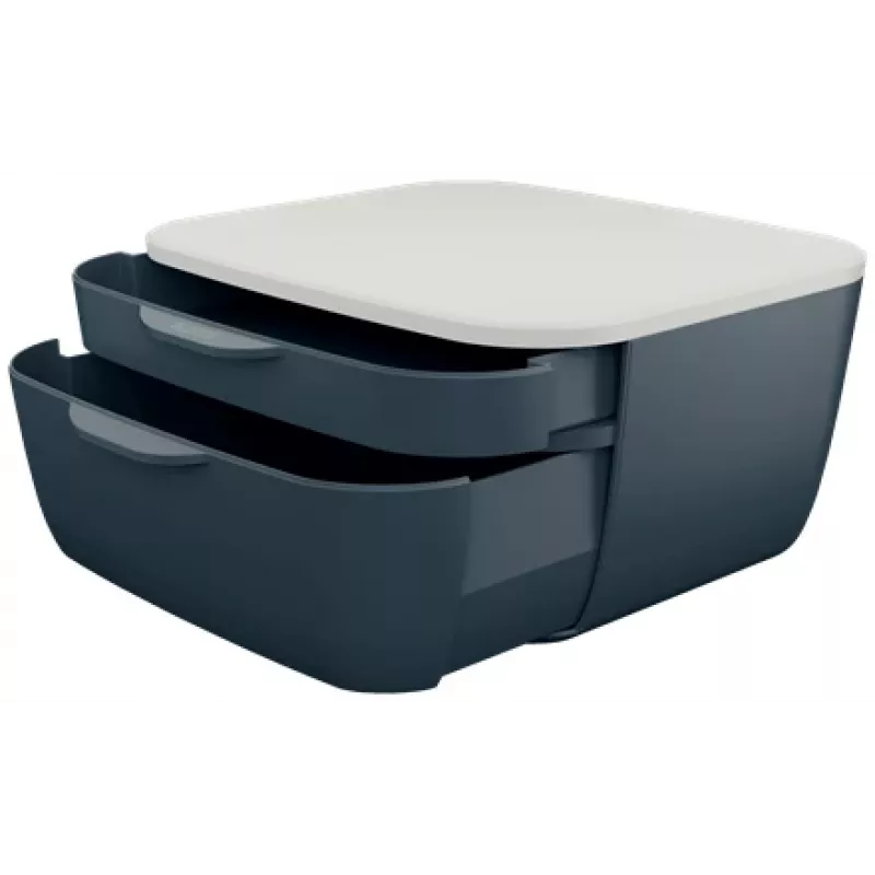 Leitz Cosy Drawer Cabinet, 2 atvilktnes, polistirols, melns/balts, 1 gab., 251 mm, 143 mm