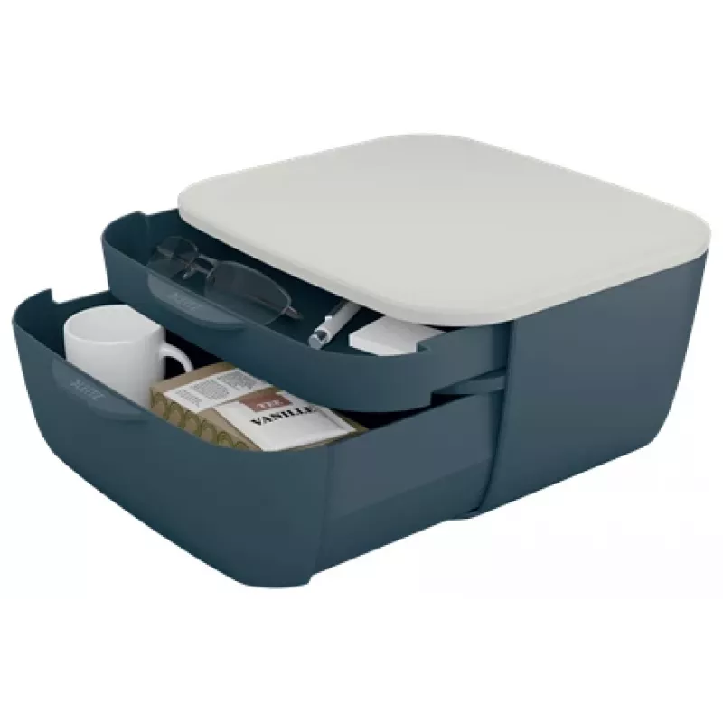 Leitz Cosy Drawer Cabinet, 2 atvilktnes, polistirols, melns/balts, 1 gab., 251 mm, 143 mm