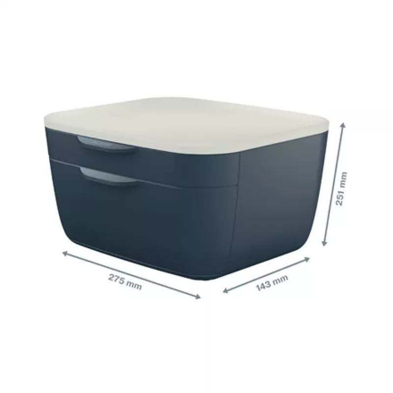 Leitz Cosy Drawer Cabinet, 2 atvilktnes, polistirols, melns/balts, 1 gab., 251 mm, 143 mm