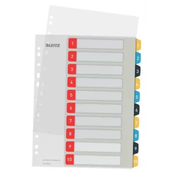 Leitz Cosy 1-10 drukājami dalītāji, PP, ciparu, portrets, A4 Maxi, 245x305 mm