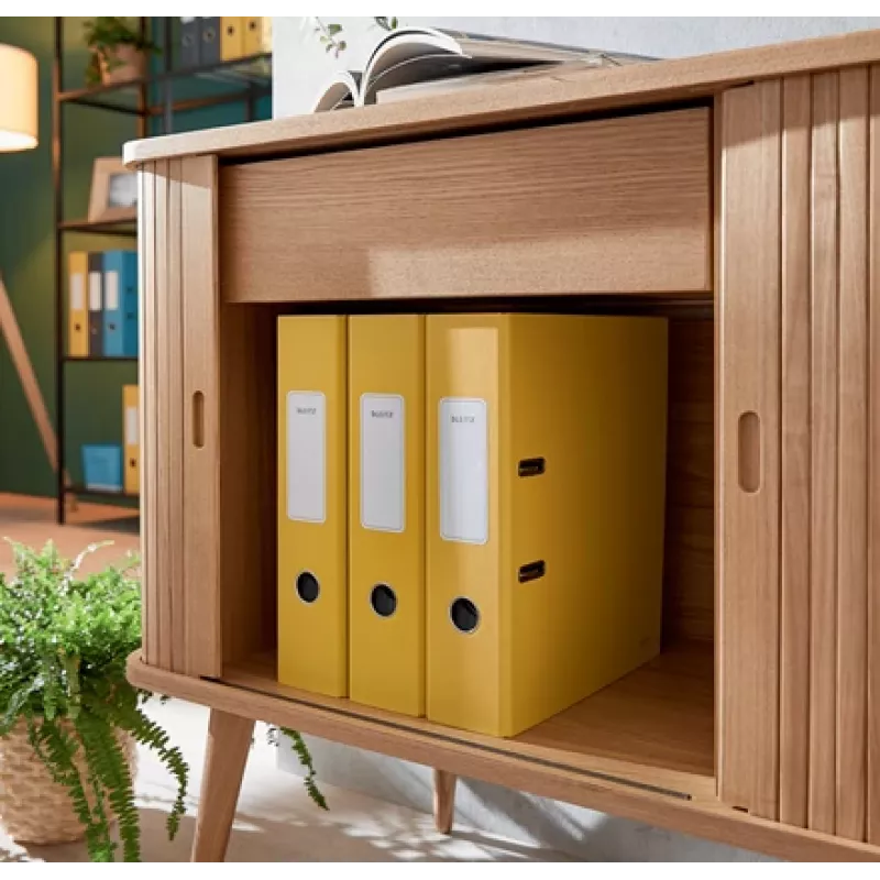 Leitz 180° Cosy Lever Arch File Soft Touch 80mm, A4, Kartons, Dzeltens, Teksturēta virsma, 600 lapas, 80 g/m²