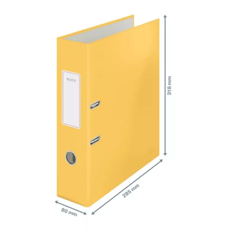 Leitz 180° Cosy Lever Arch File Soft Touch 80mm, A4, Kartons, Dzeltens, Teksturēta virsma, 600 lapas, 80 g/m²