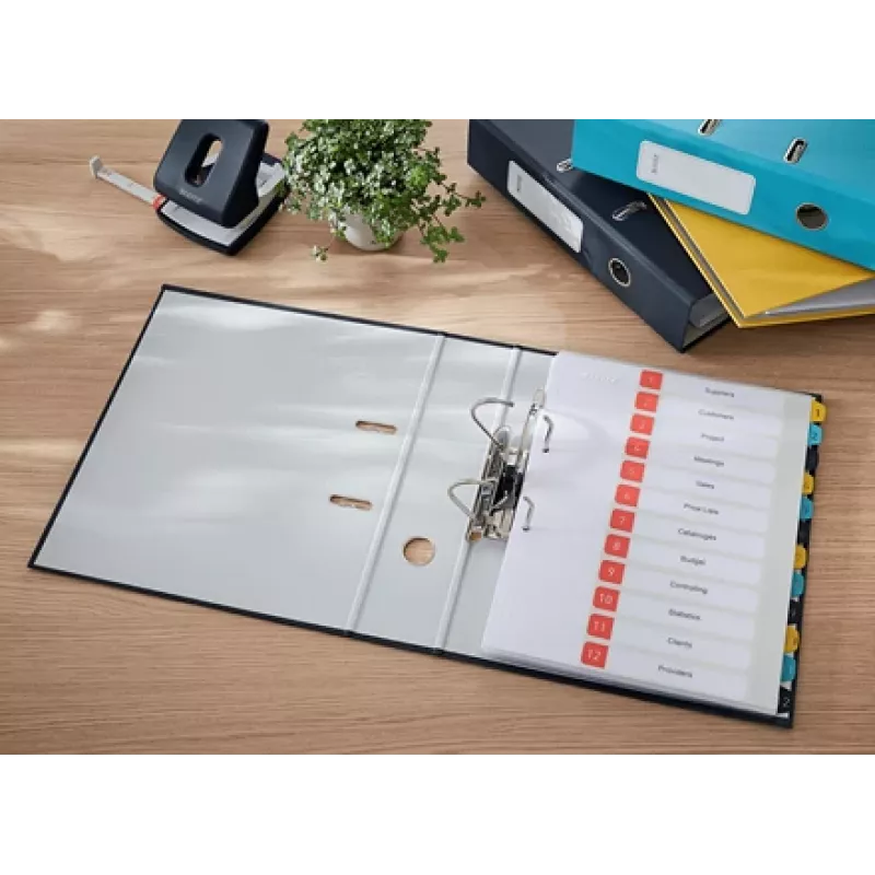Leitz 180° Cosy mīkstā pieskāriena mape ar sviru, 80 mm, A4, kartons, melna, teksturēta virsma, 600 lapas, 80 g/m²