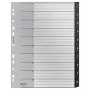 Leitz Recycle indekss, PP, īpaši plats, ciparu atdalītājs, A4 Maxi, 160 g/m², melns/balts
