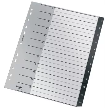 Leitz Recycle Index, PP, īpaši plata, ciparu dalītājs, polipropilēns, melns/balts, portrets, A4 Maxi, 160 g/m²