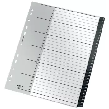 Leitz Recycle Index, PP, īpaši plata, ciparu dalītājs, A4 Maxi, 160 g/m², melna/balta