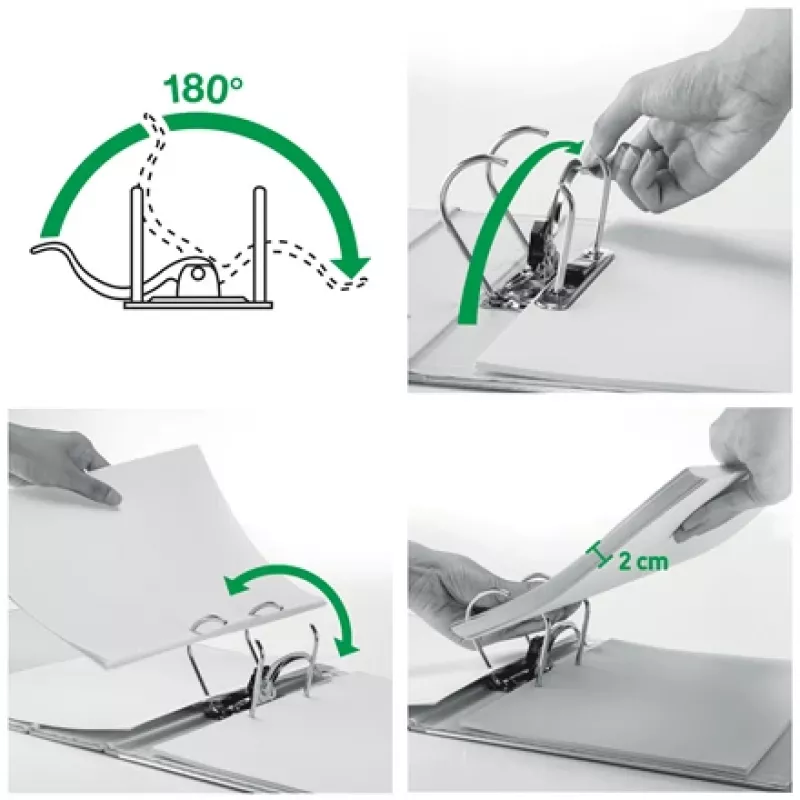 Leitz 180° Recycle Lever Arch File, A4, kartons, melns, 350 lapas, 80 g/m², 320 mm