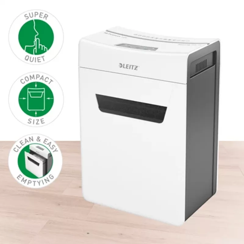 Leitz IQ Protect Premium Papīra Smalcinātājs 10X P4, 4 x 40 mm, 18 L, 150 loksnes, 55 dB, Touch, 10 loksnes