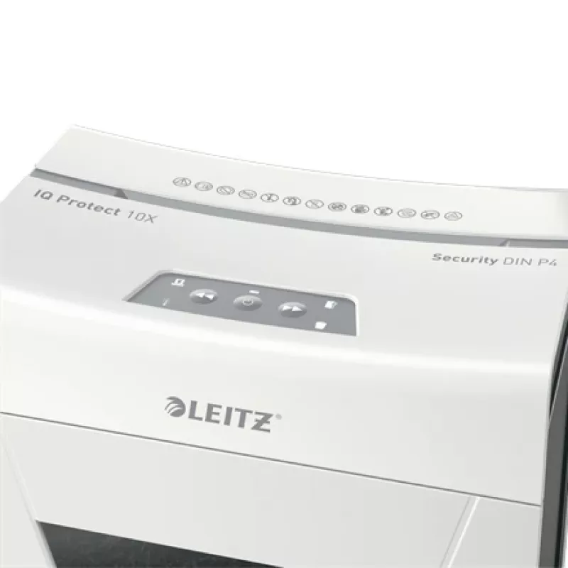 Leitz IQ Protect Premium Papīra Smalcinātājs 10X P4, 4 x 40 mm, 18 L, 150 loksnes, 55 dB, Touch, 10 loksnes