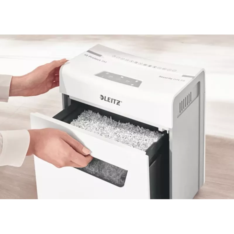 Leitz IQ Protect Premium Papīra smalcinātājs 3M P5, mikro-griezums, 2 x 15 mm, 10 L, 125 loksnes, 55 dB, pieskāriens