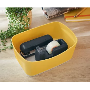 Leitz MyBox Cosy Storage Tray, dzeltena, plastmasas, taisnstūra formas uzglabāšanas paplāte