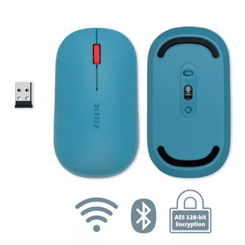 Leitz Cosy bezvadu pele, abpusēja, RF bezvadu + Bluetooth, 4000 DPI, zila