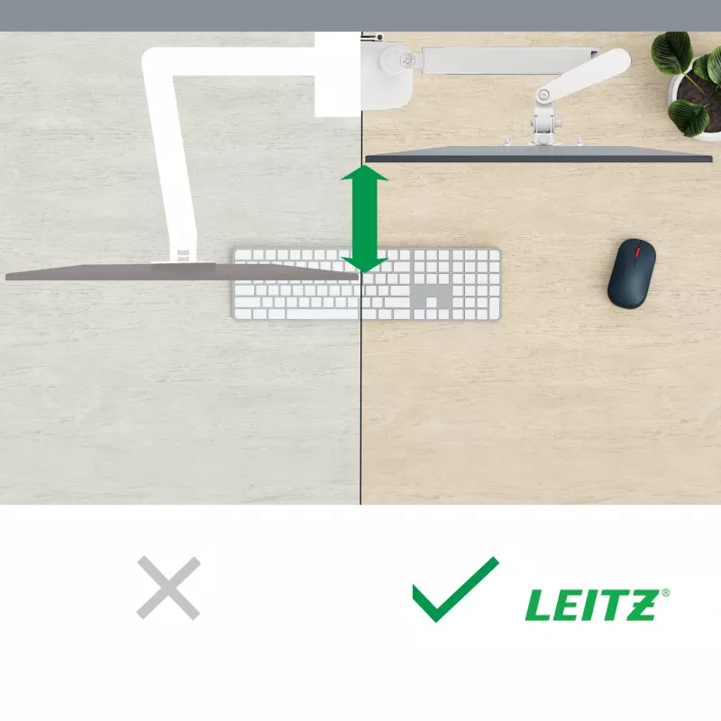 Leitz Ergo Space Saving viena monitora roka, skava/caurums, 9 kg, 43.2 cm (17 collas), 81.3 cm (32 collas), 100 x 100 mm, Pelēka
