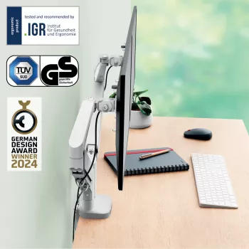 Leitz Ergo Space Saving Divu Monitoru Stiprinājums, Skava/Caurums, 18 kg, 43.2 cm (17 inch), 81.3 cm (32 inch), 100 x 100 mm, Pelēks
