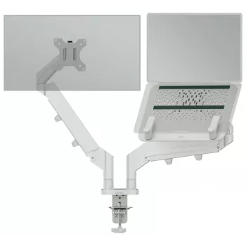 Leitz Ergo Space Saving divu monitoru un klēpjdatora roka, skava/caurums, 9 kg, 33 cm (13 inch), 81,3 cm (32 inch), 100 x 100 mm, Pelēka
