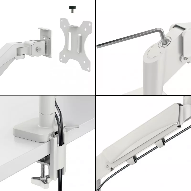 Leitz Ergo Space Saving divu monitoru un klēpjdatora roka, skava/caurums, 9 kg, 33 cm (13 inch), 81,3 cm (32 inch), 100 x 100 mm, Pelēka