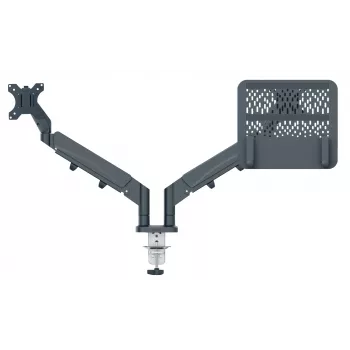 Leitz Ergo Space Saving divu monitoru un klēpjdatora roka, skava/caurums, 18 kg, 43,2 cm (17 inch), 81,3 cm (32 inch), 100 x 100 mm, tumši pelēka