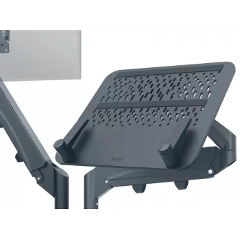 Leitz Ergo Space Saving divu monitoru un klēpjdatora roka, skava/caurums, 18 kg, 43,2 cm (17 inch), 81,3 cm (32 inch), 100 x 100 mm, tumši pelēka