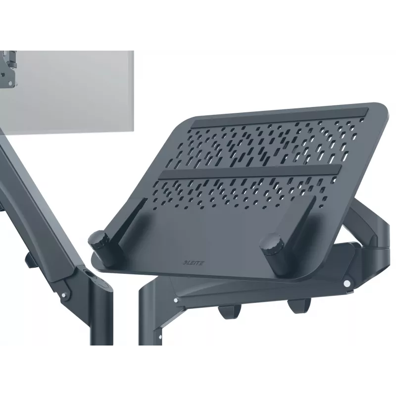 Leitz Ergo Space Saving divu monitoru un klēpjdatora roka, skava/caurums, 18 kg, 43,2 cm (17 inch), 81,3 cm (32 inch), 100 x 100 mm, tumši pelēka