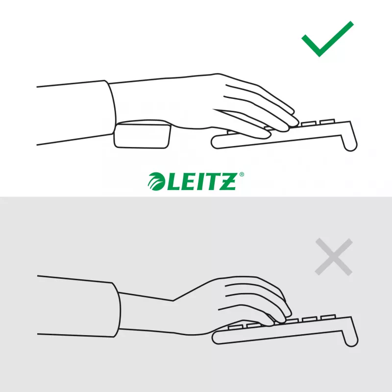 Leitz Ergo regulējams plaukstas balsts tastatūrai, tumši pelēks, 71 mm, 437 mm, 22 mm, 1 gab.