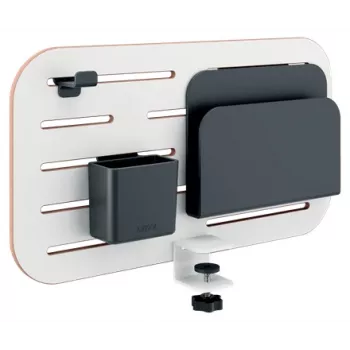 Leitz Ergo Mazais Pegboard Galda Organizators, 42x25 cm, MDF, Pārstrādāta plastmasa, Gumija, Balts, Skavas stiprinājums, 450 x 61 x 330 mm