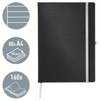 Leitz Style piezīmju bloks A4 līnijots ar cieto vāku, Melns
