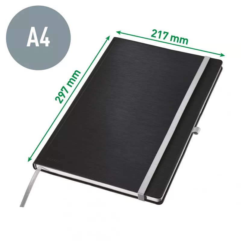 Leitz Style piezīmju bloks A4 līnijots ar cieto vāku, Melns
