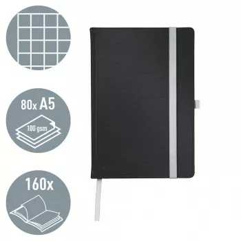 Leitz Style piezīmju bloks A5, līnijots, cietie vāki, melns