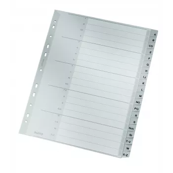 Leitz 12600000 Alfabētiskie dalītāji, kartons, pelēks, 250 g/m², A4