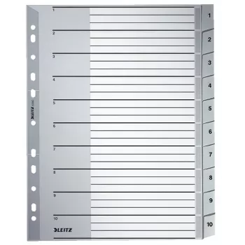 Leitz 12800000 ciparu dalītājlapa, kartons, pelēka, A4